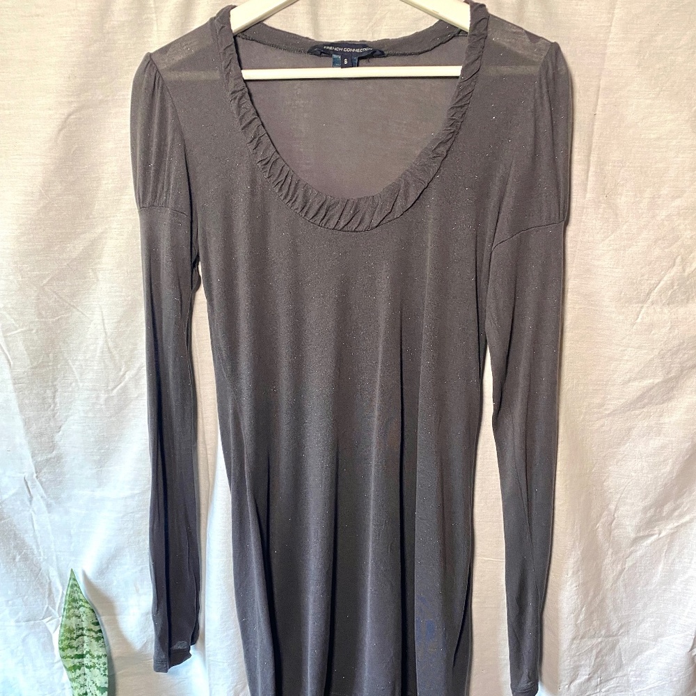 French Connection Gray Sparkly Long Sleeve Tunic Size 6/Medium